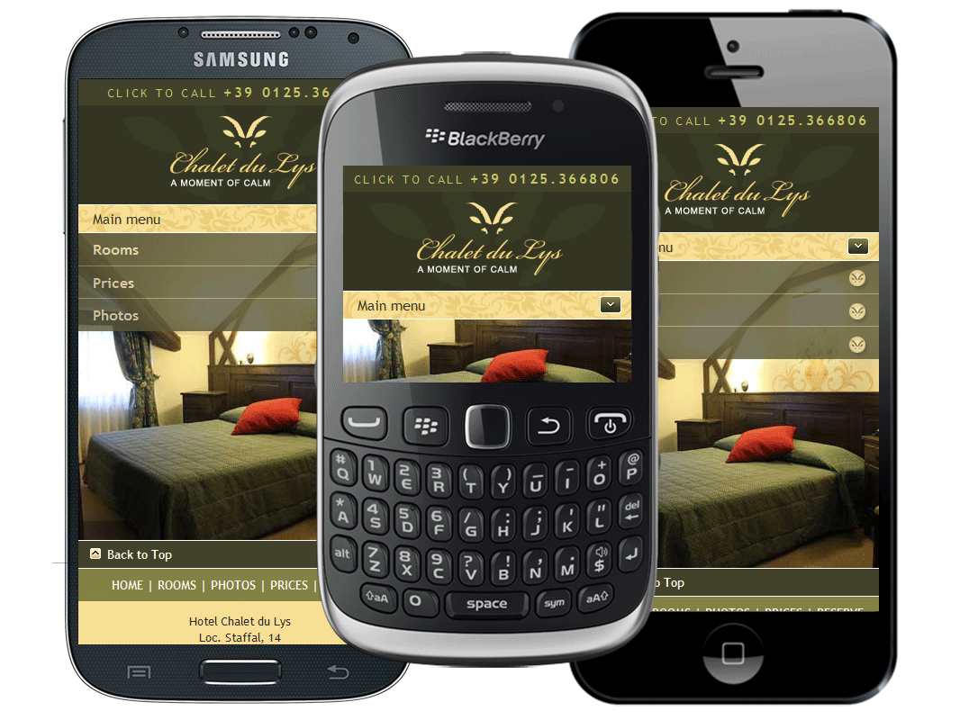 UK mobile website design for Chalet du Lys