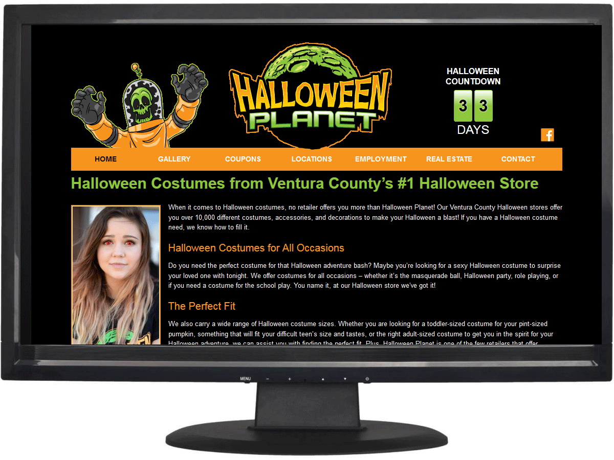 Website design for Halloween Planet